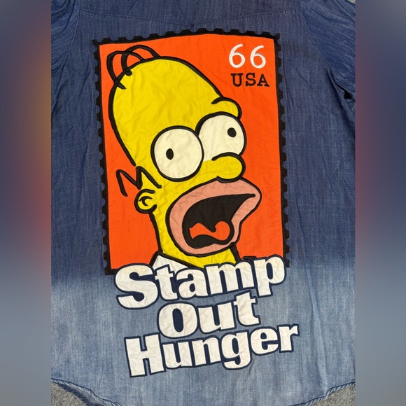 Miss Sixty Diamond The Simpsons Homer long sleeve button up shirt Size M - Picture 1 of 15